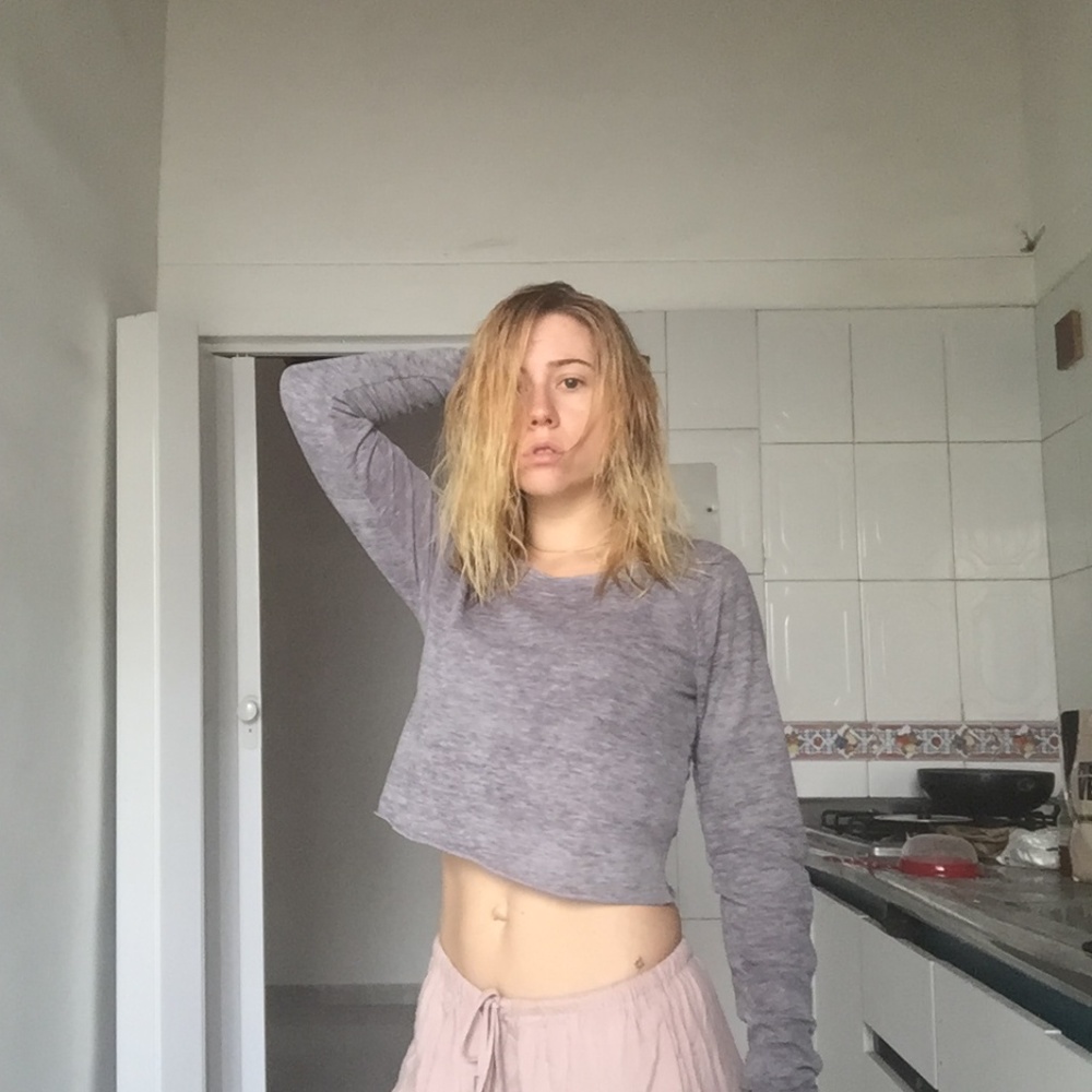 Grey Nollie Long Sleeve Crop Top - Picture 6 of 6